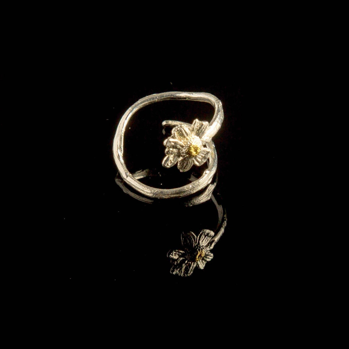 Real Chamomile Flower Ring, Handmade Nature Jewelry, Organic Forest Band, Gift for Health, Eco Sustainable Sterling Silver 925