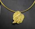 Real Mulberry Leaf Necklace, Handmade Nature Jewelry, Organic Gold Pendant, Gift for Rejuvenation & Health, Sterling Silver 925