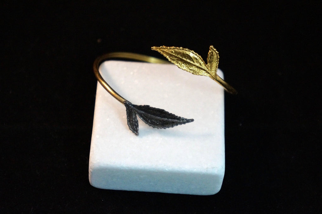 Unique Handmade Real Rose plant leaf cuff bracelet on Sterling Silver 925.Roses are ancient symbols of Love and Beauty