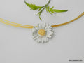 Real Daisy Flower Necklace, Handmade Minimalist Jewelry, Organic Forest Pendant, Gift for Health & Resilience, Sterling Silver 925