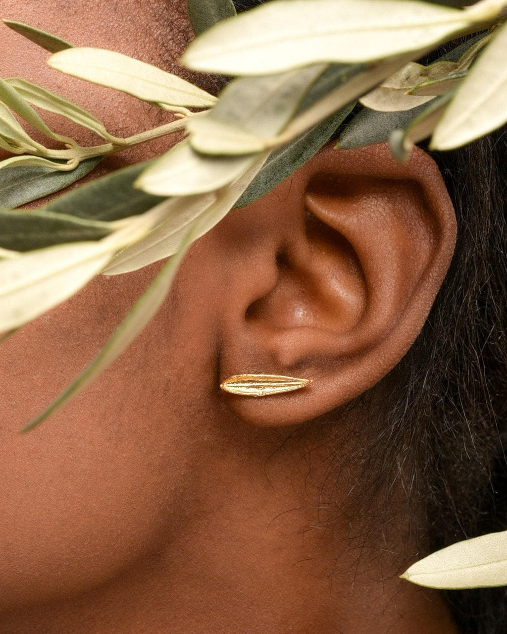 Dainty Olive Leaf Earrings, Handmade Nature Jewelry, Organic Tree Studs, Gift for Health & Success, Gold and Sterling Silver 925