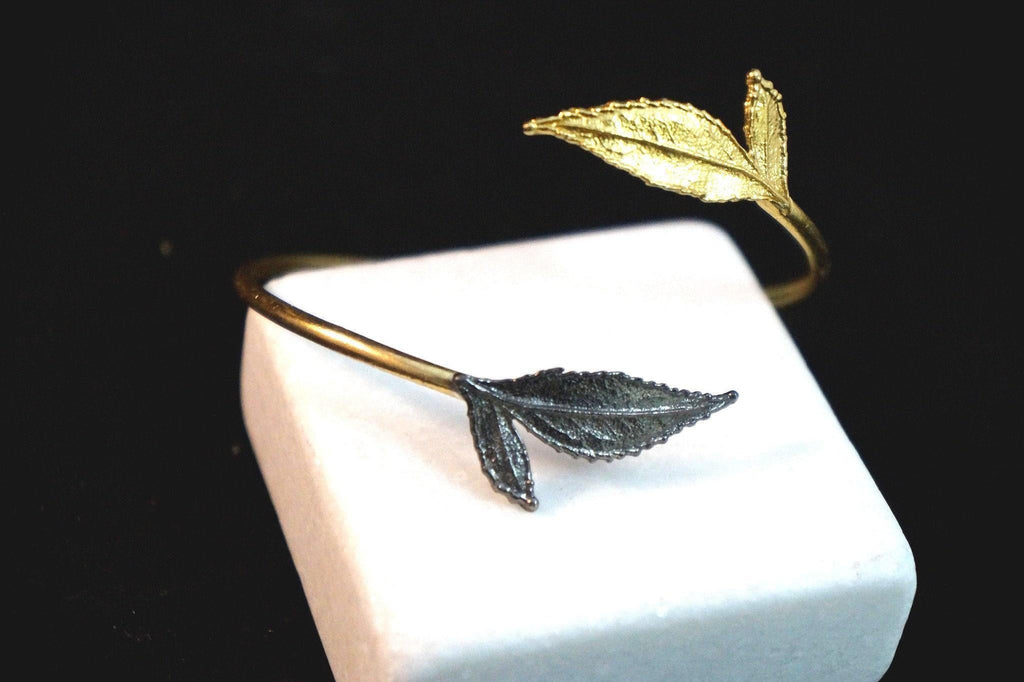 Unique Handmade Real Rose plant leaf cuff bracelet on Sterling Silver 925.Roses are ancient symbols of Love and Beauty
