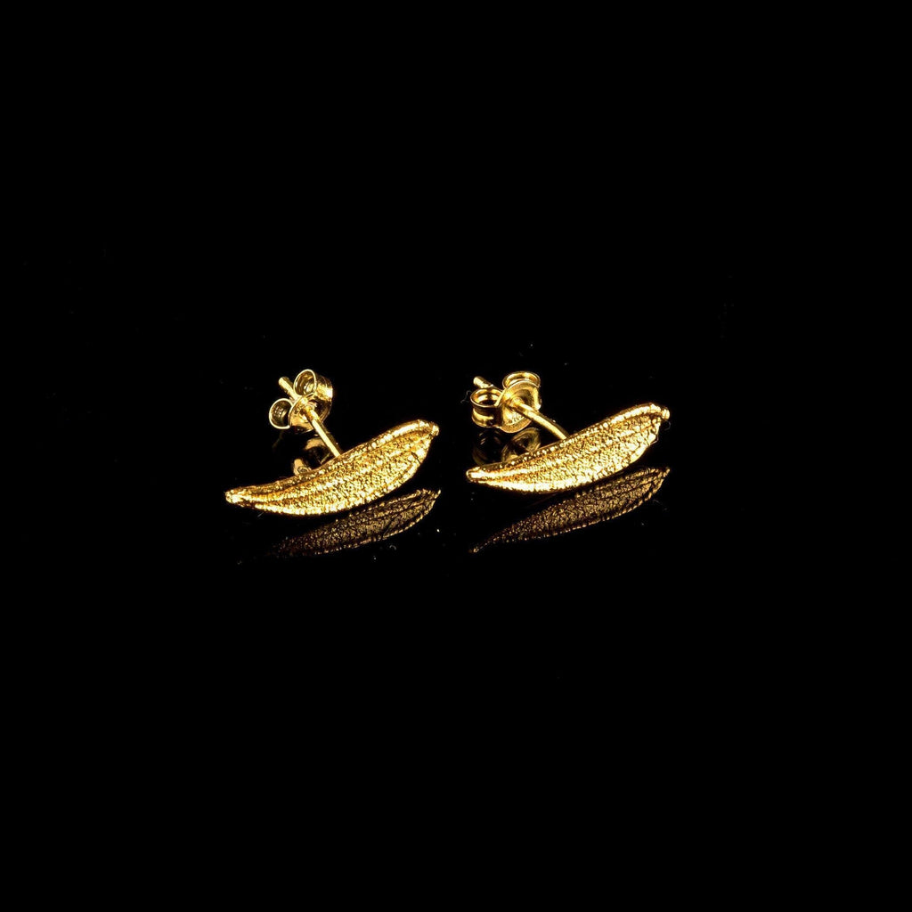 Dainty Olive Leaf Earrings, Handmade Nature Jewelry, Organic Tree Studs, Gift for Health & Success, Gold and Sterling Silver 925