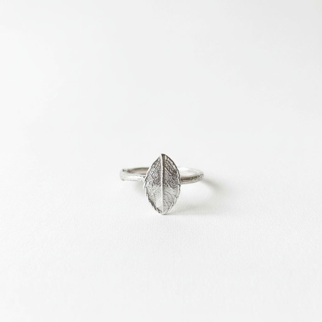 Real Rose Leaf Silver Ring, Handmade Minimalist Jewelry, Organic Forest Band, Gift for Passion & Health, Eco Sustainable Sterling Silver 925