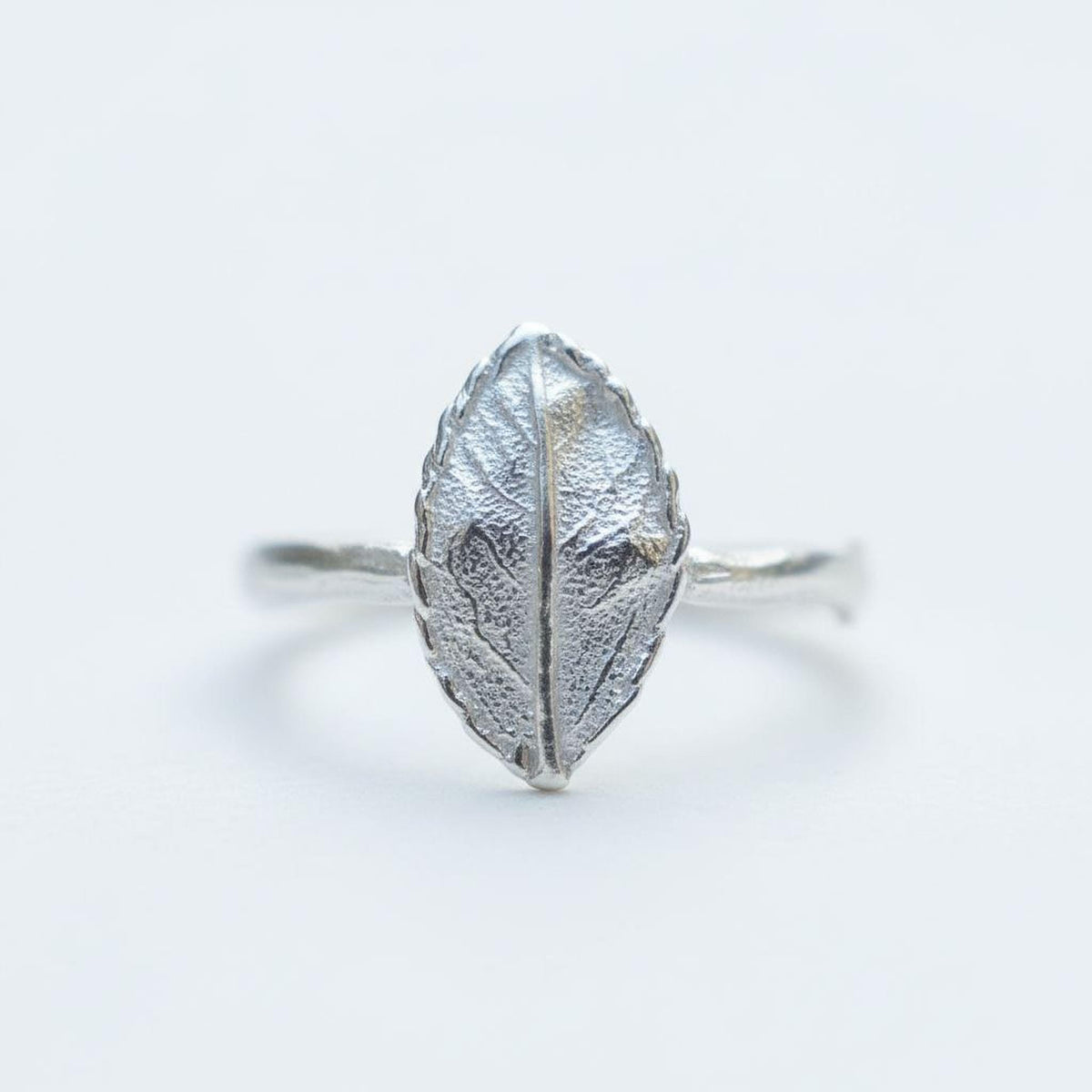 Real Rose Leaf Silver Ring, Handmade Minimalist Jewelry, Organic Forest Band, Gift for Passion & Health, Eco Sustainable Sterling Silver 925