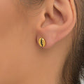Real Coffee Bean Earrings, 14K Gold Plated Brass Stud Earrings, Handmade Minimalist Jewelry Gift, Minimalist Gold Studs