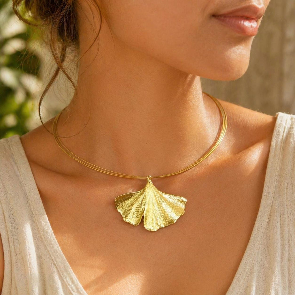 Real Ginkgo Biloba Leaf Necklace, Handmade Nature Jewelry, Organic Forest Pendant, Gift for Longevity & Success, Sterling Silver 925