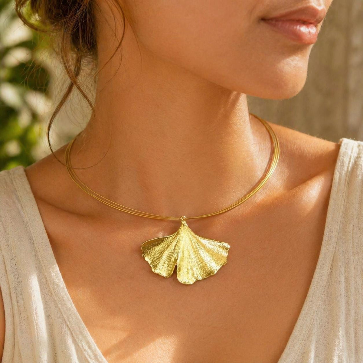 Real Ginkgo Biloba Leaf Necklace, Handmade Nature Jewelry, Organic Forest Pendant, Gift for Longevity & Success, Sterling Silver 925