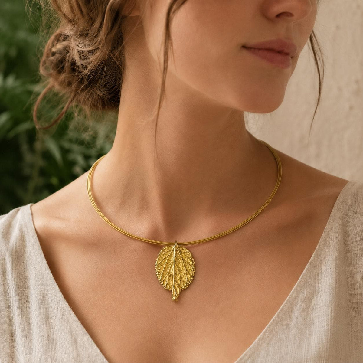 Real Mulberry Leaf Necklace, Handmade Nature Jewelry, Organic Gold Pendant, Gift for Rejuvenation & Health, Sterling Silver 925