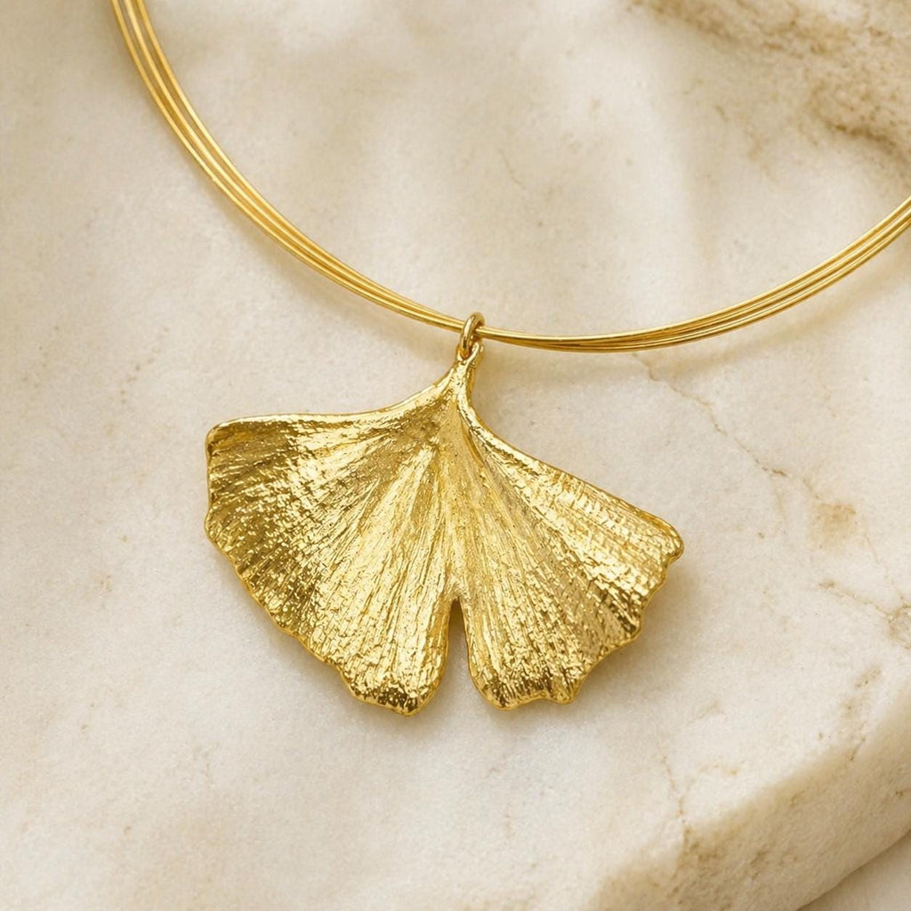 Real Ginkgo Biloba Leaf Necklace, Handmade Nature Jewelry, Organic Forest Pendant, Gift for Longevity & Success, Sterling Silver 925