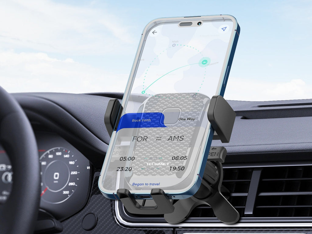 Techancy Suporte Para Telemóvel Para Automóvel Ti2292, Operação Com Uma Mão, Abertura E Fecho Automáticos, Material Abs.