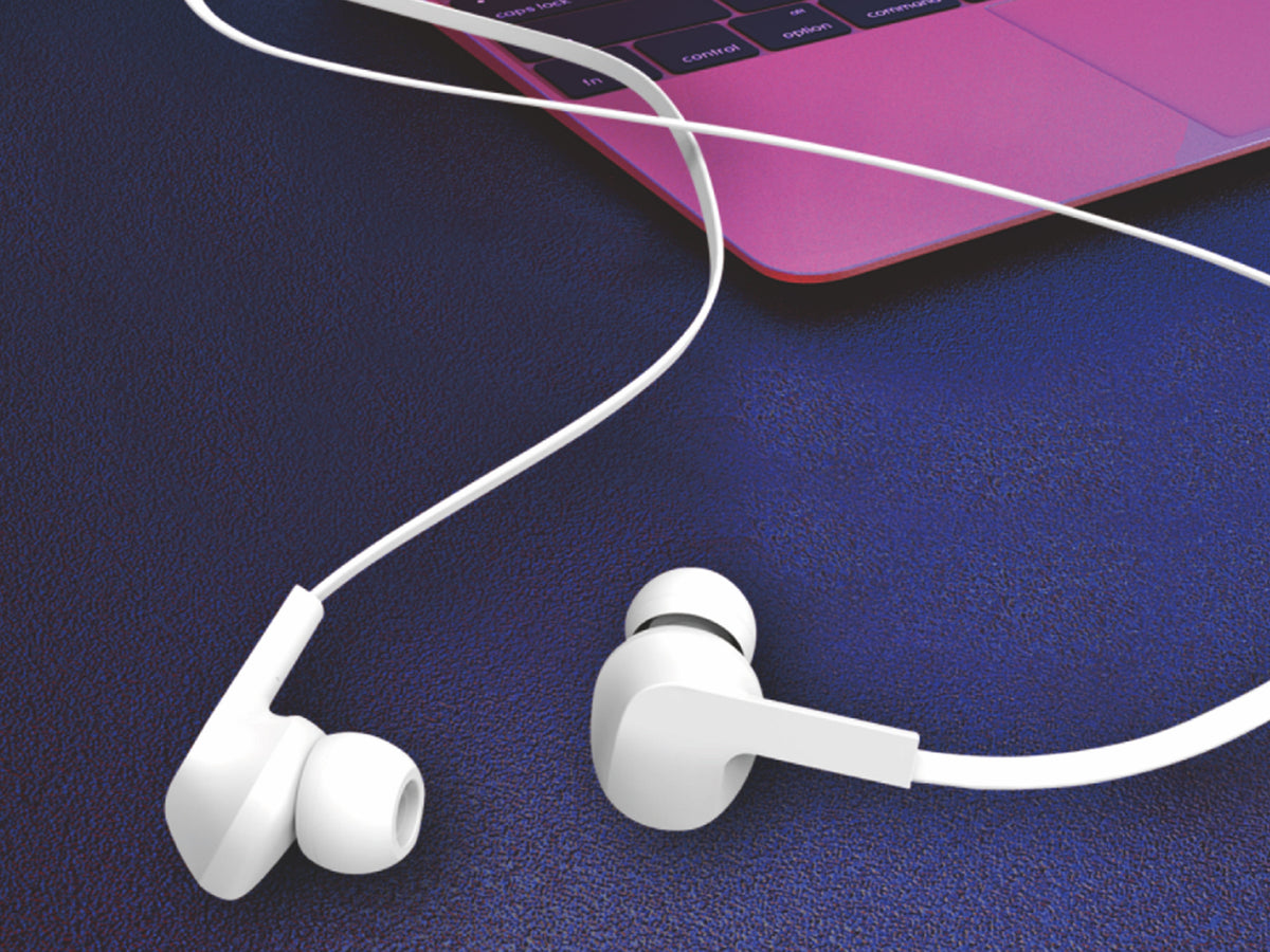 Techancy Auricular Com Fios Branco TD8022 , Microfone Integrado, 3,5 Mm, Compatível Com Smartphones E Tablets