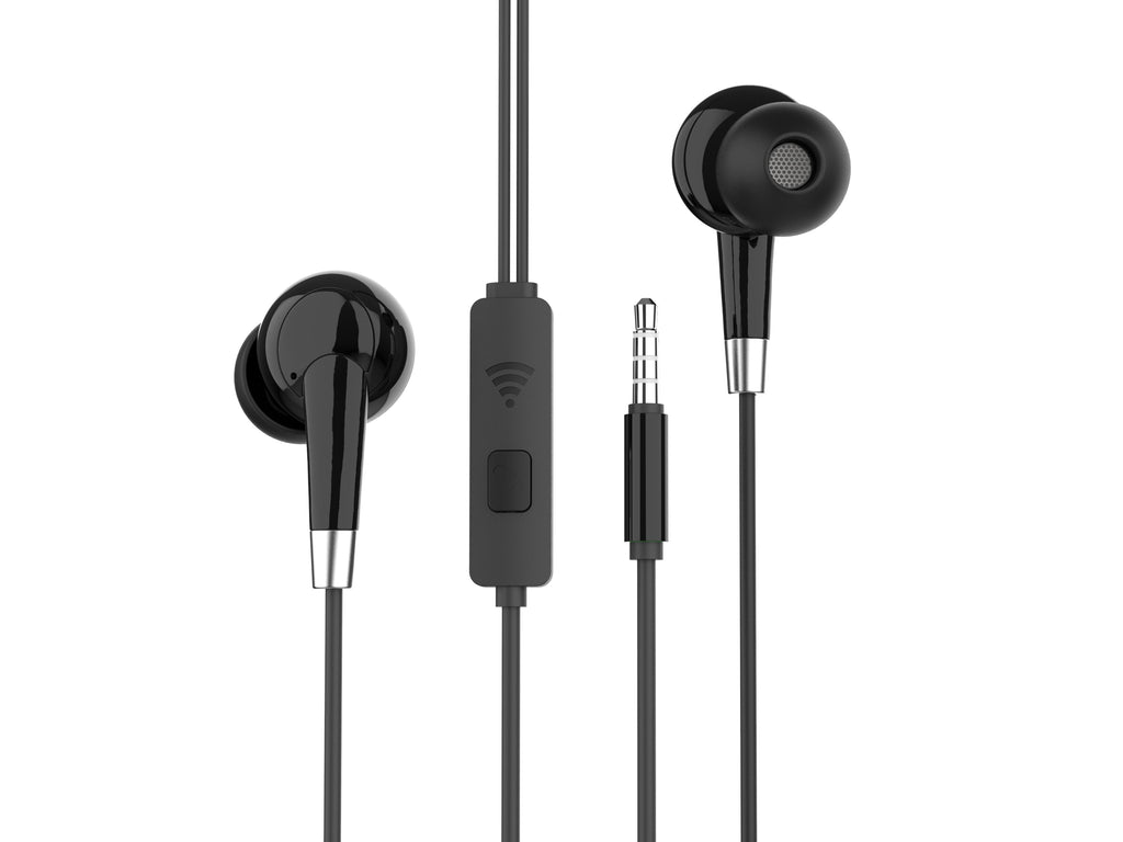 Techancy Auscultadores Intra-Auriculares Com Fios Pretos 1,2 M TD8056, Tomada De 3,5 Mm Compatível Com Telemóveis/Pc/Mp3, Etc.