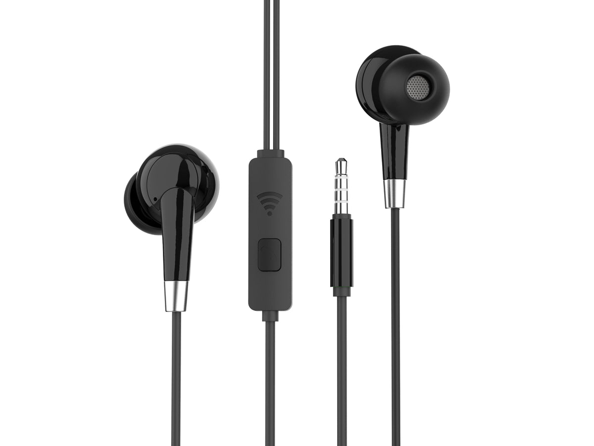 Techancy Auscultadores Intra-Auriculares Com Fios Pretos 1,2 M TD8056, Tomada De 3,5 Mm Compatível Com Telemóveis/Pc/Mp3, Etc.