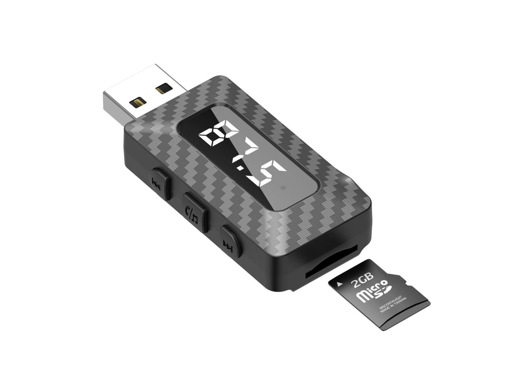 Techancy Recetor/Transmissor Fm Bts 5.3 TQ5907, Suporta Leitura De Cartões Tf, Fonte De Alimentação Usb, Saída Aux De 3,5 Mm.