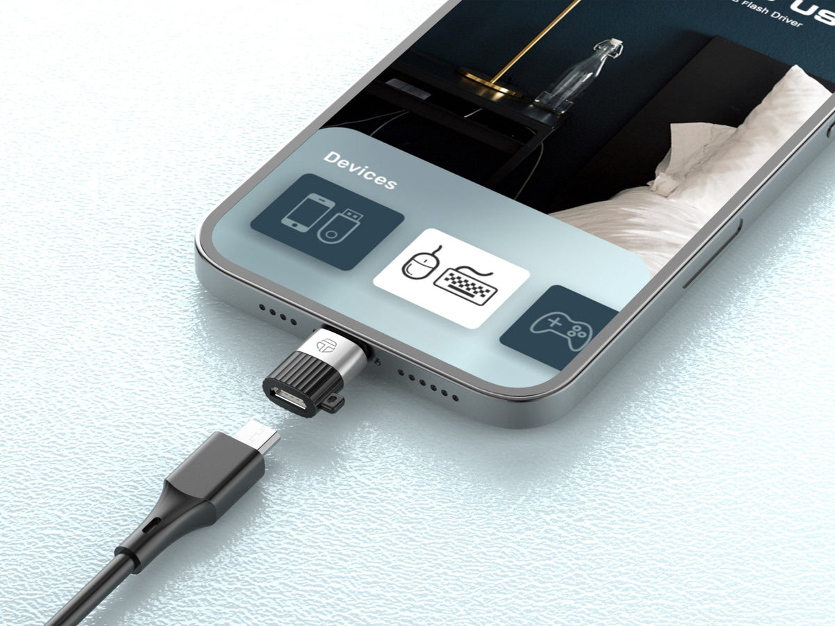 Adaptador OTG Techancy KK2104, Tipo C para Micro, suporta carregamento e transferência de dados, compacto e portátil.