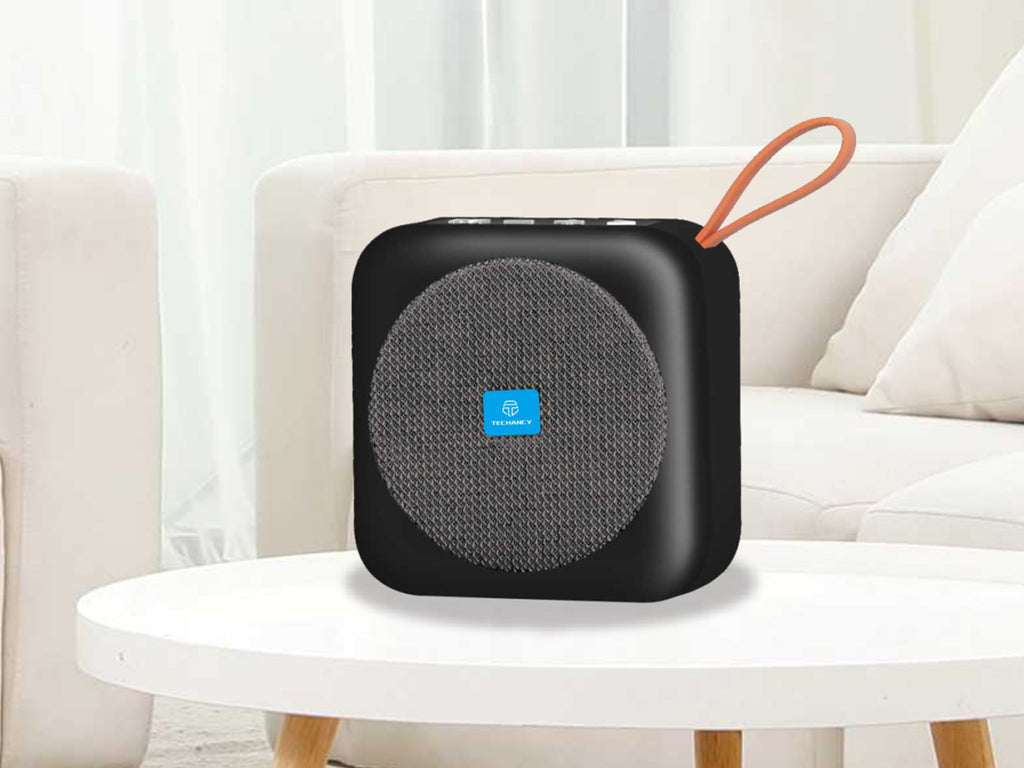 Techancy Altifalante Bluetooth Preto TH2622, Portátil E De Tamanho Compacto, Suporte Tf/Fm/Usb/Tws, Som Potente.