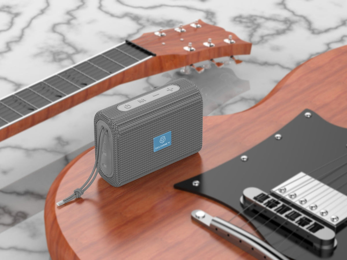 Techancy Mini Altifalante Sem Fios Cinzento TH2630, Reprodução Com Bateria Incorporada, Conetividade Bluetooth 5.0, Suporte Tws