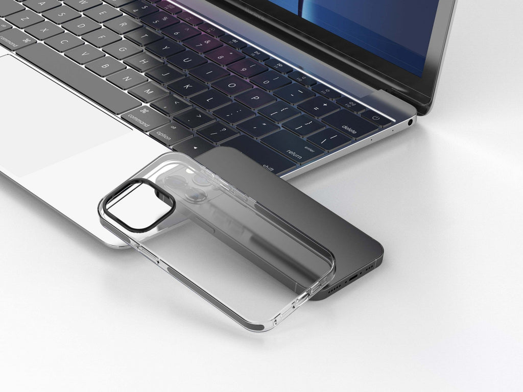 Capa transparente para telemóvel Techancy New Acrylic, KX5602, compatível com iPhone 12/12 Pro, transparente + Preto