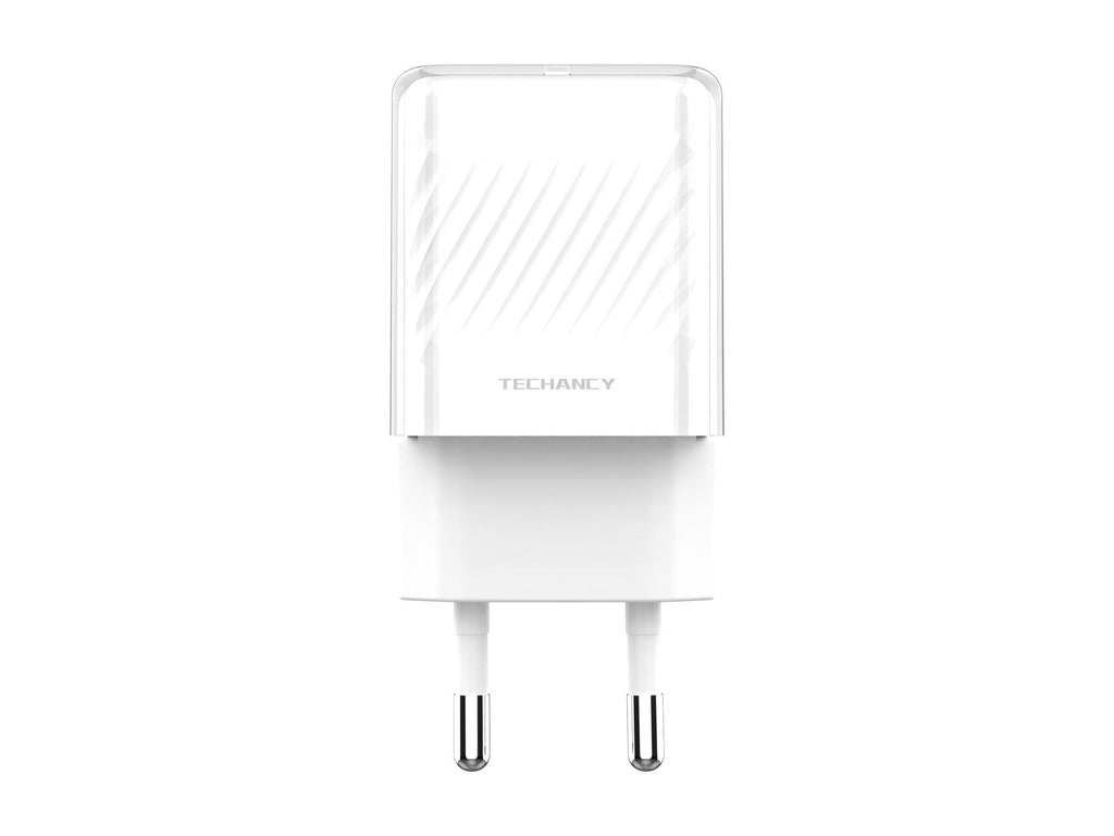 Techancy Carregador De Telemóvel De 20 W Branco TA2815, Carregamento Rápido Usb-C Pd, Chip Inteligente Gan Incorporado