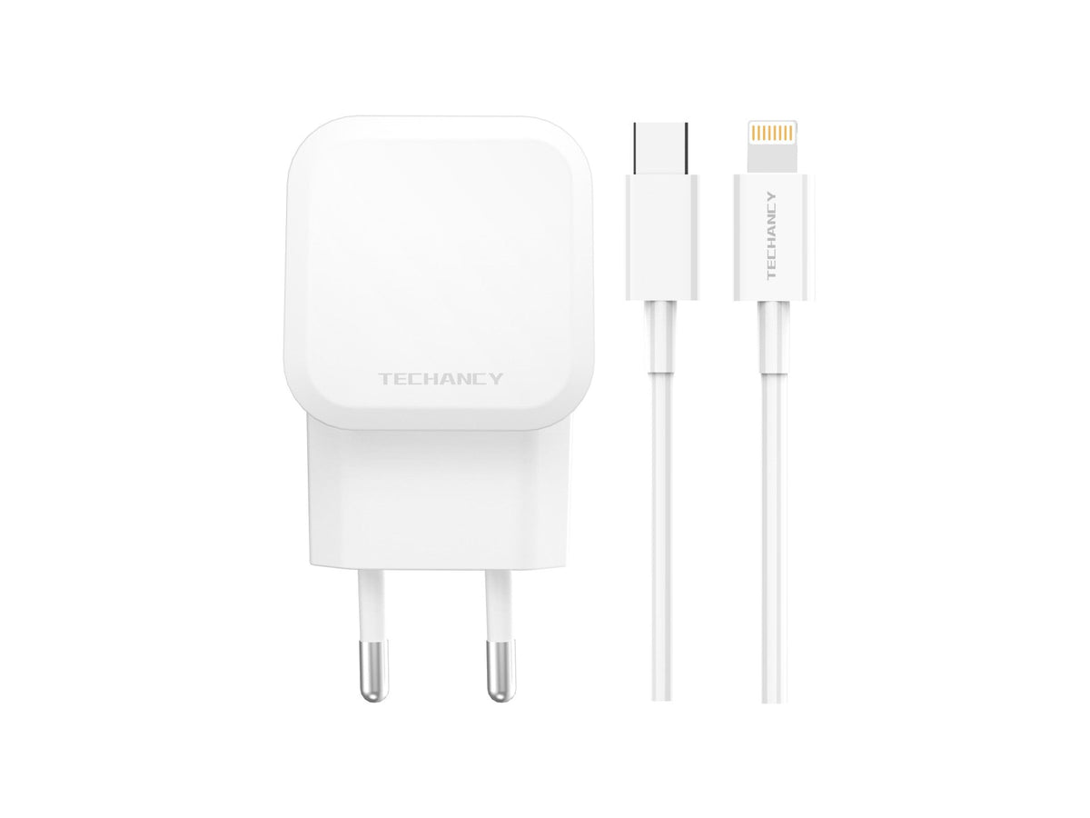 Techancy Carregador Pd De 25w Usb C Branco TA2812, Cabo De Carregamento Rápido Usb C Para Ip8/X/11-14 Kit 3a.
