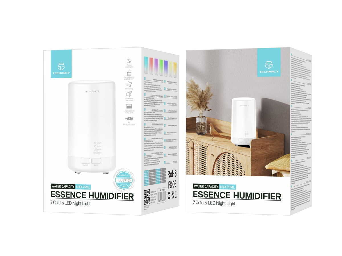 Difusor de aromaterapia Techancy, LD3912, com função humidificadora, branco