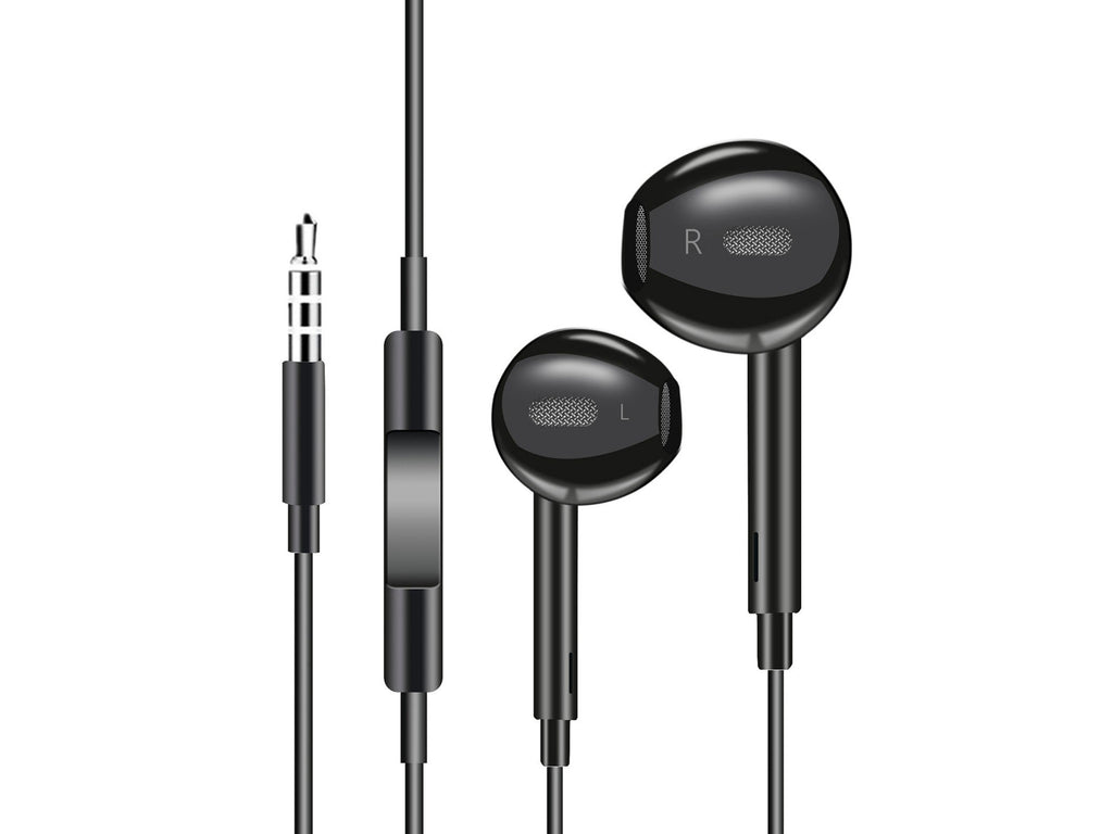 Techancy Auscultadores Intra-Auriculares Pretos 1,2 M TD8029, Com Controlo De Volume Do Microfone, Conetor De 3,5 Mm