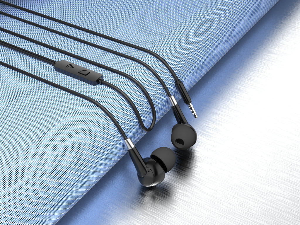 Techancy Auscultadores Intra-Auriculares Com Fios Pretos 1,2 M TD8056, Tomada De 3,5 Mm Compatível Com Telemóveis/Pc/Mp3, Etc.