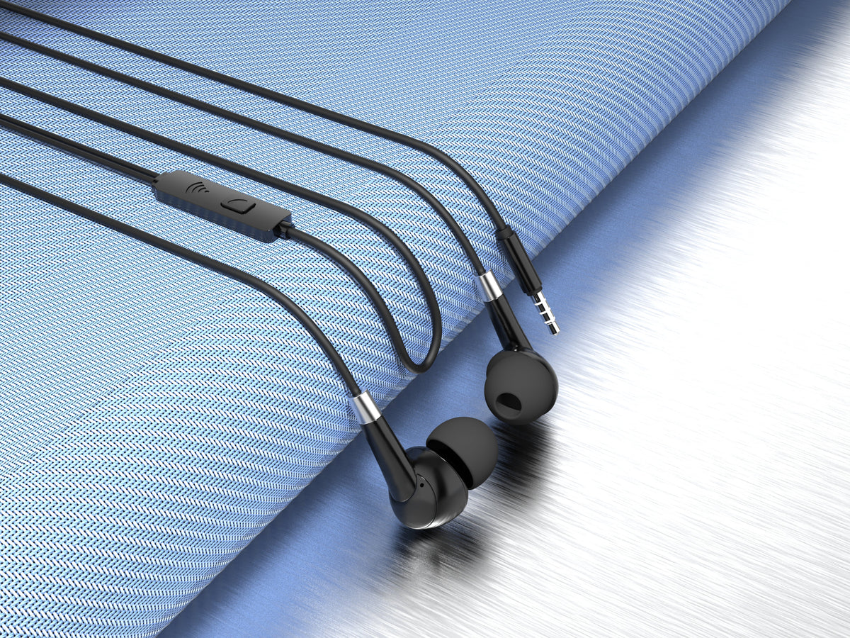 Techancy Auscultadores Intra-Auriculares Com Fios Pretos 1,2 M TD8056, Tomada De 3,5 Mm Compatível Com Telemóveis/Pc/Mp3, Etc.