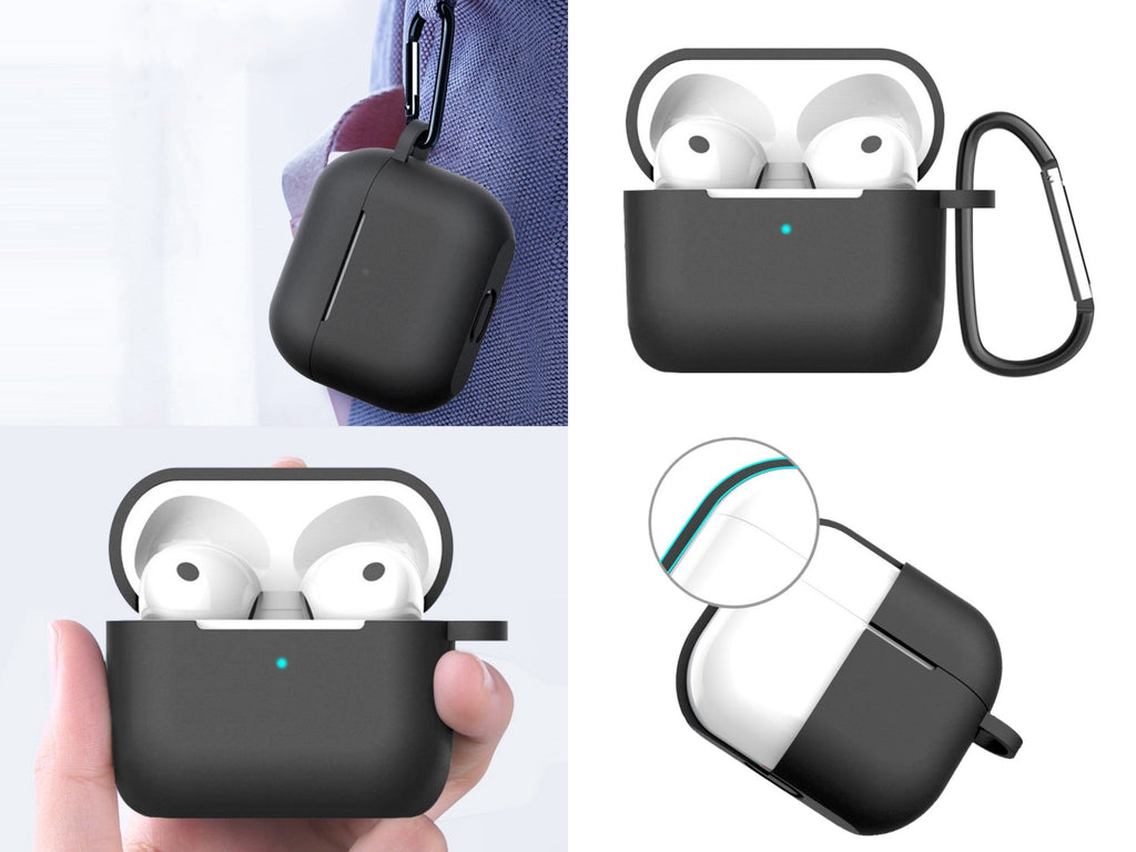 Capa protetora de silicone para auriculares Techancy, KC2114, compatível com AirPods 3.ª geração, Preto
