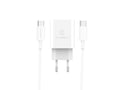 Techancy Carregador De Parede Pd Branco TA2807, Carregamento Rápido 3.4A Pd20w, Conjunto De Cabos Tipo-C Para Tipo-C 1m