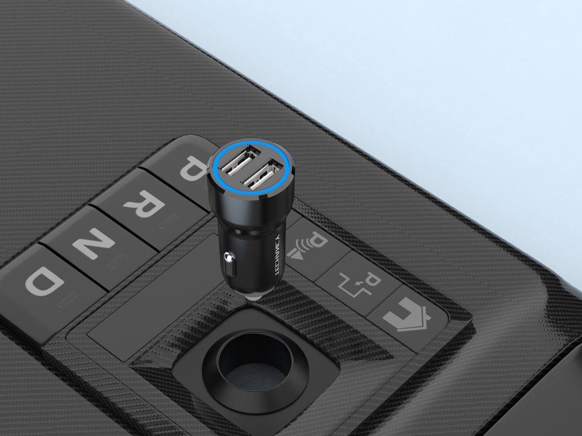 Techancy Carregador de Carro 2USB 2.4A TC6412 , Carregamento Rápido, Identificação Inteligente, Proteção Múltipla