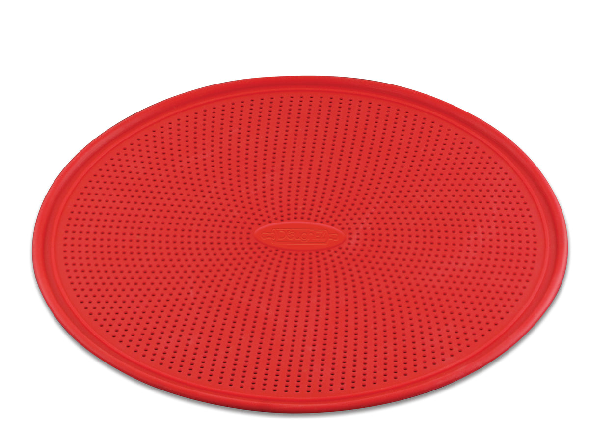 DoughEZ 13-Inch Perforated Silicone Non-Stick Metal Reinforced Rimmed Pizza Pan, Oven Safe Up to 480° F, Dishwasher Safe, BPA Free