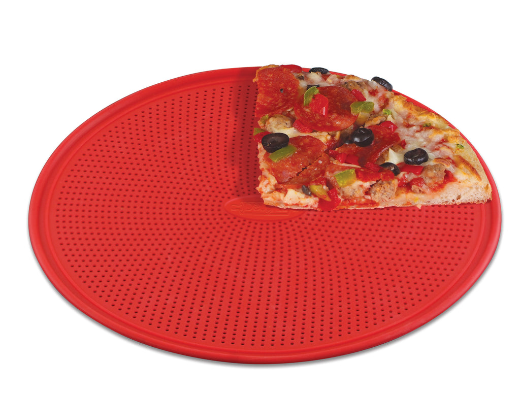 DoughEZ 13-Inch Perforated Silicone Non-Stick Metal Reinforced Rimmed Pizza Pan, Oven Safe Up to 480° F, Dishwasher Safe, BPA Free