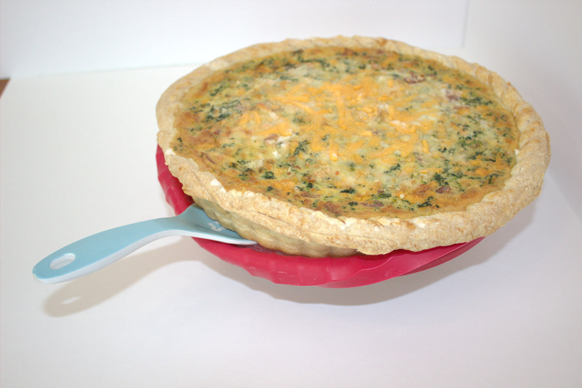 DoughEz 10-Inch Round Non-Stick Silicone Glass Bottom Pie Pan, Oven Safe Up to 450° F, Dishwasher Safe, BPA Free