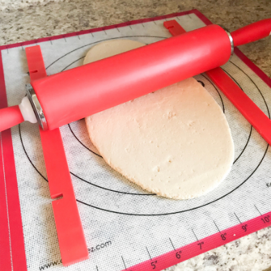 DoughEZ Extra Large 17.5 x 32 Non-Slip Silicone Pastry Dough Rolling Mat and 6 Guide Sticks - BPA Free, Approved materials
