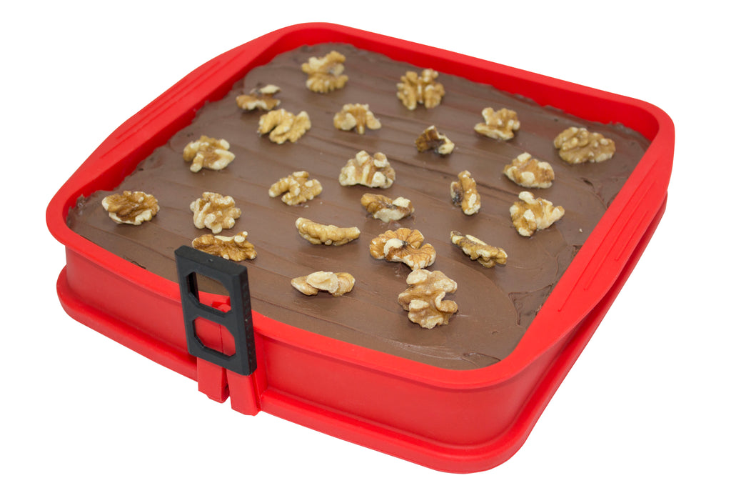 DoughEz 9 x 9-Inch Square Non-Stick Silicone Glass Bottom Springform Pan, Oven Safe Up to 450° F, Dishwasher Safe, BPA Free