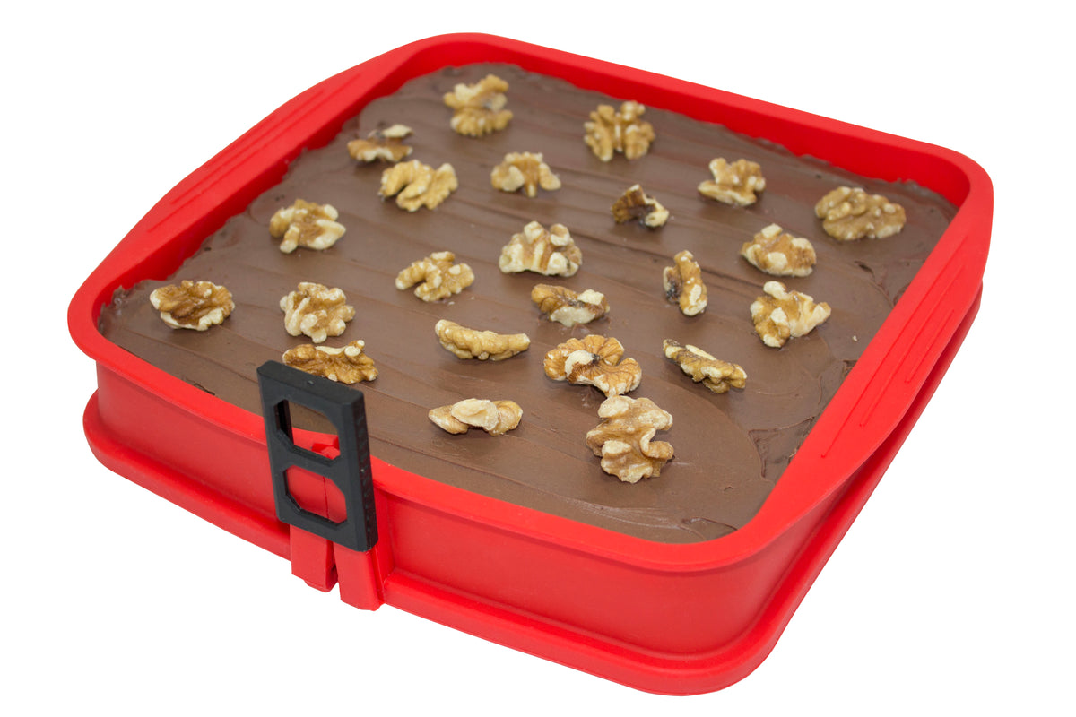 DoughEz 9 x 9-Inch Square Non-Stick Silicone Glass Bottom Springform Pan, Oven Safe Up to 450° F, Dishwasher Safe, BPA Free