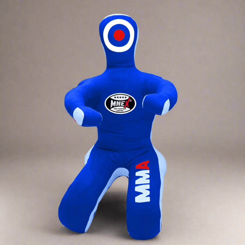 MNEX Pro Fighting MMA Grappling Dummy, Training Punching Bag, Blue and Black with Target, Martial Arts Practice Equipment (Blue, 5ft (60"))
