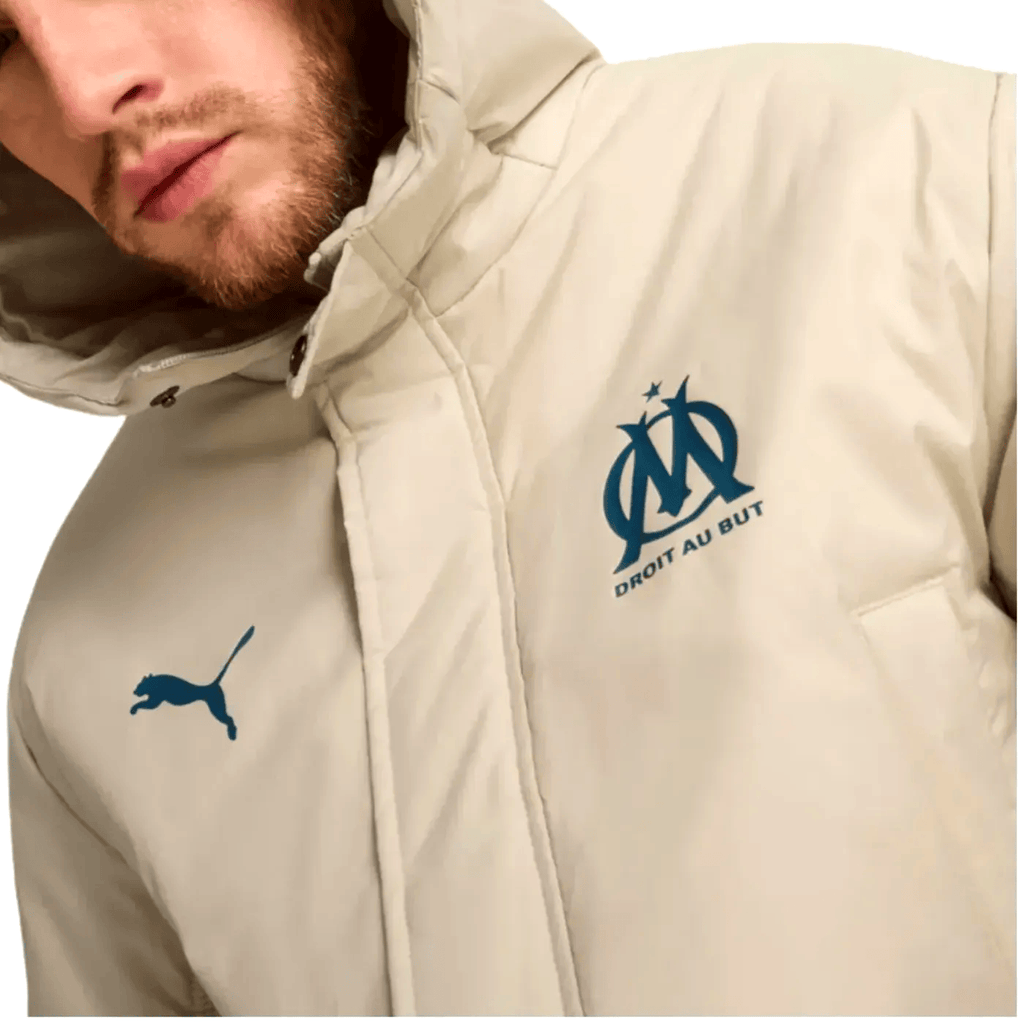 Olympique Marseille light gold padded bench jacket 2024/25 - Puma