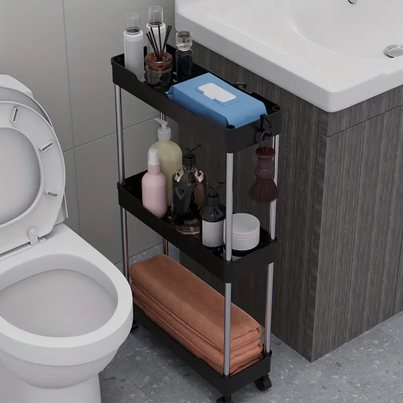 Bathroom Storage Cart with 4-Tier Rolling Organizer