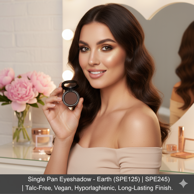 Single Pan Eyeshadow – Earth (SPE125) | Talc-Free, Vegan, Hypoallergenic, Long-Lasting