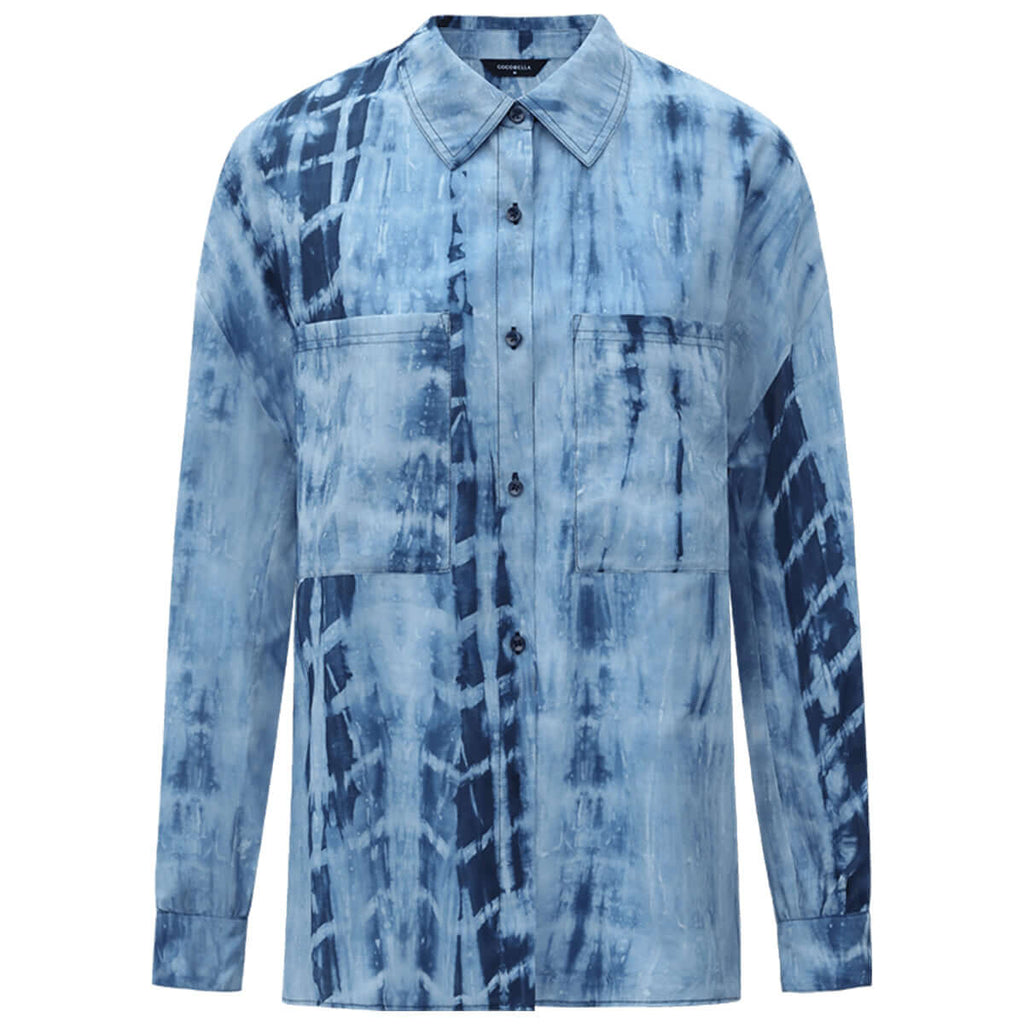 Summer Wave Tie-Dye Casual Blue Shirt