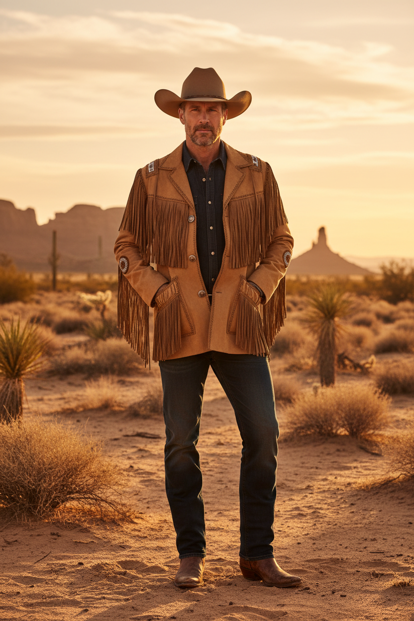 Suede Leather Cowboy Western Jacket - Style 01