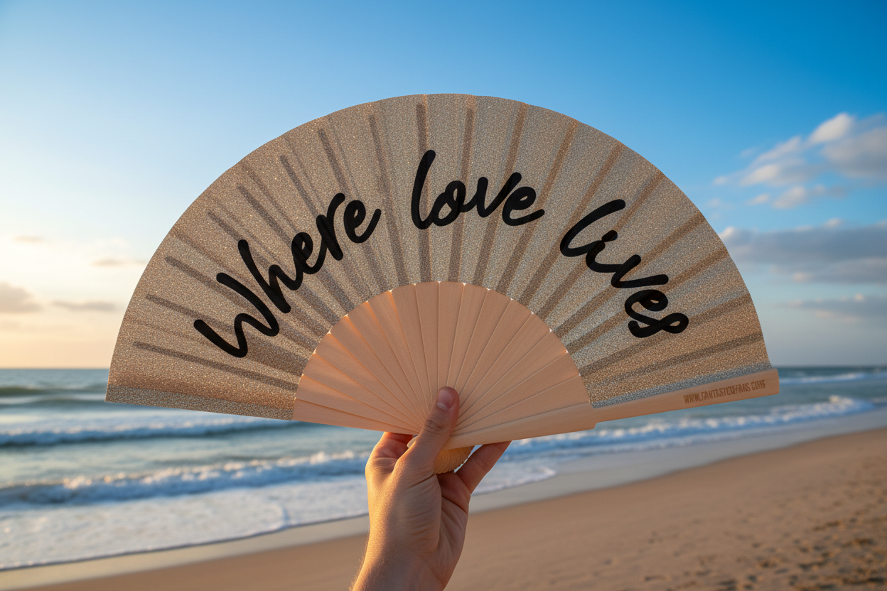 Where Love Lives Champagne Glitter 23cm fan