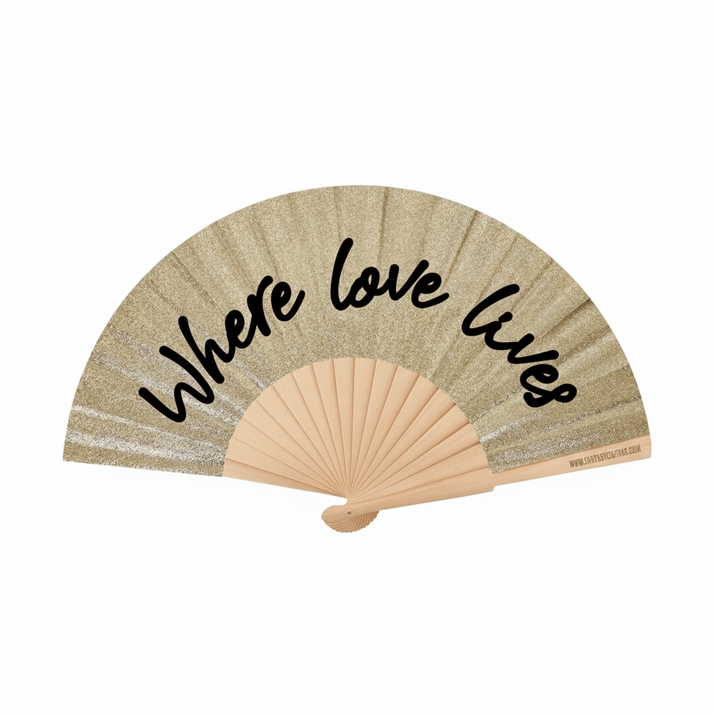 Where Love Lives Champagne Glitter 23cm fan