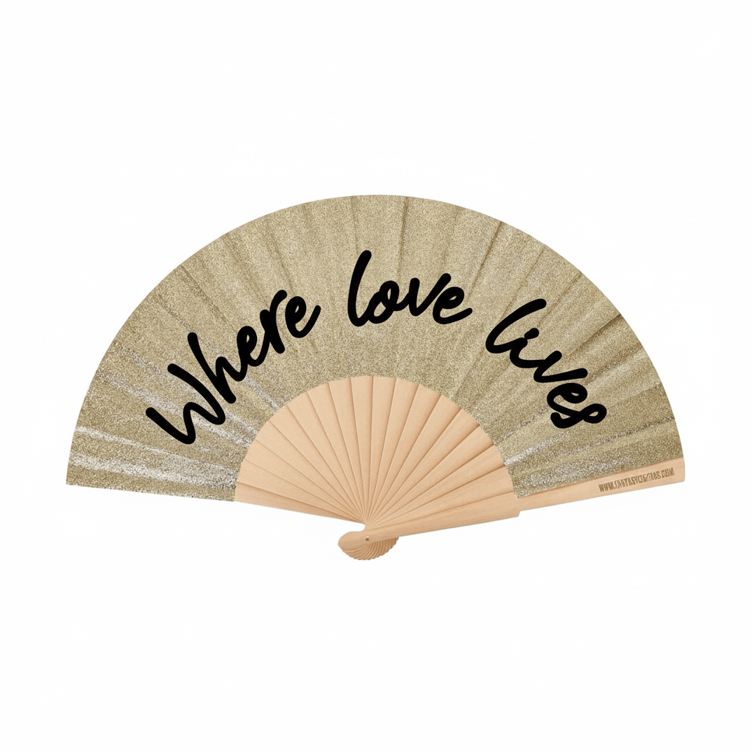 Where Love Lives Champagne Glitter 23cm fan